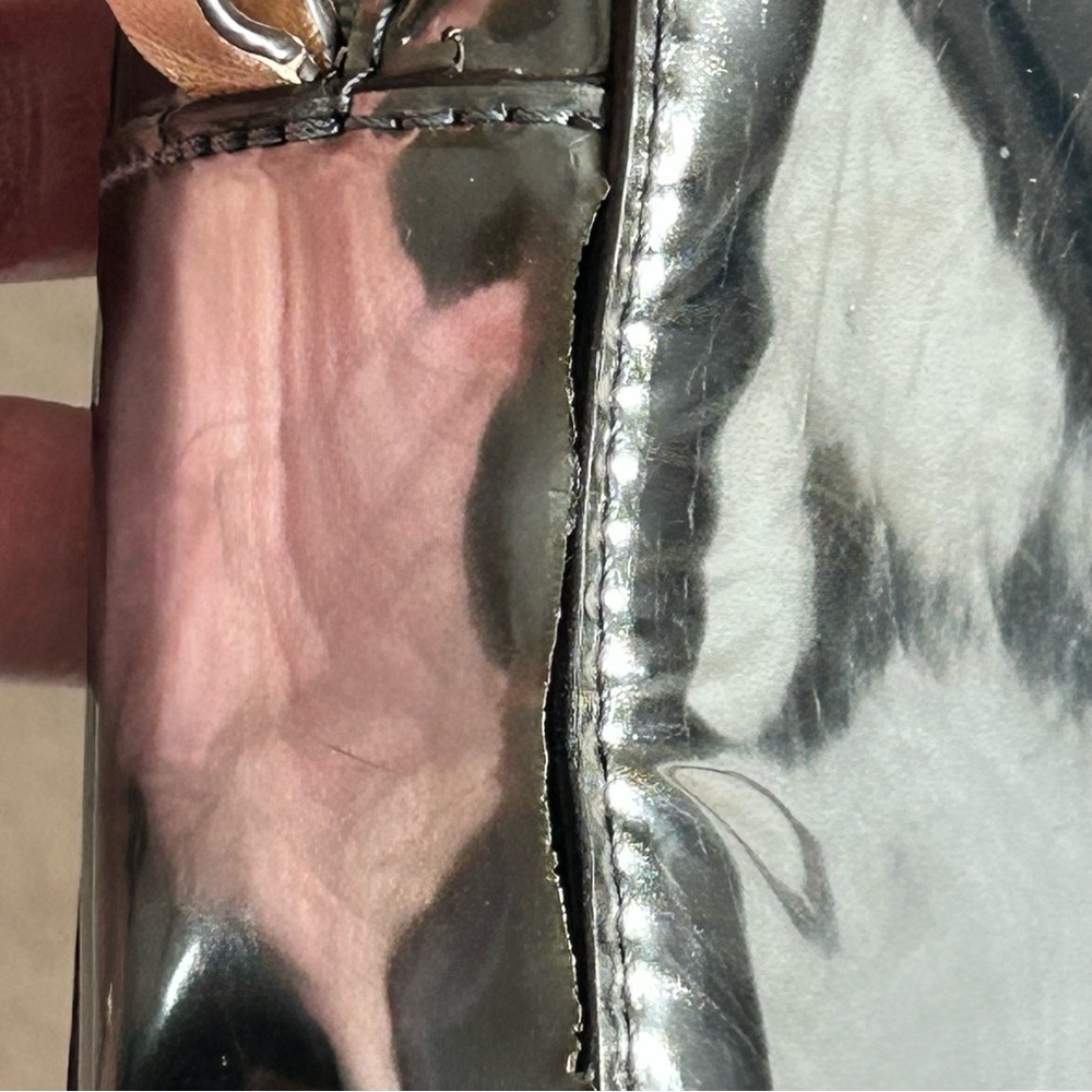 Coach Poppy Mirror Metallic Silver Crossbody Bag Leather Adjustable Strap - Picture 8 of 11